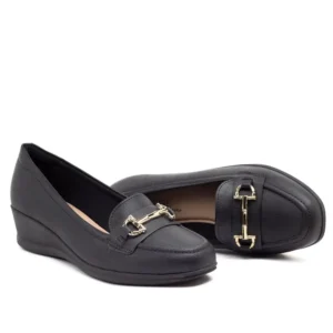 Sapato Feminino Modare Salto Anabela Fivela Preto